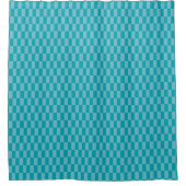 Retro Aqua Blue Vibrant Checkerboard patroon Douchegordijn (Voorkant)