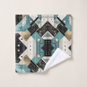 Retro Aqua Diamond Mid Century Modern Towel Set Bad Handdoek (Wasdoekje)