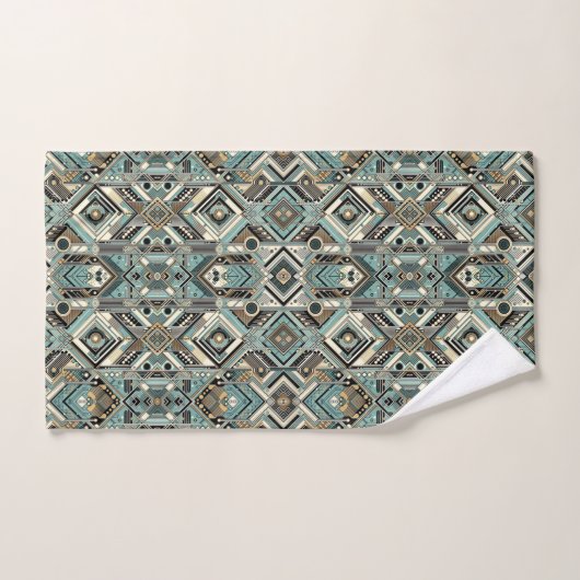 Retro Aqua Diamond Mid Century Modern Towel Set Bad Handdoek (Handdoek)