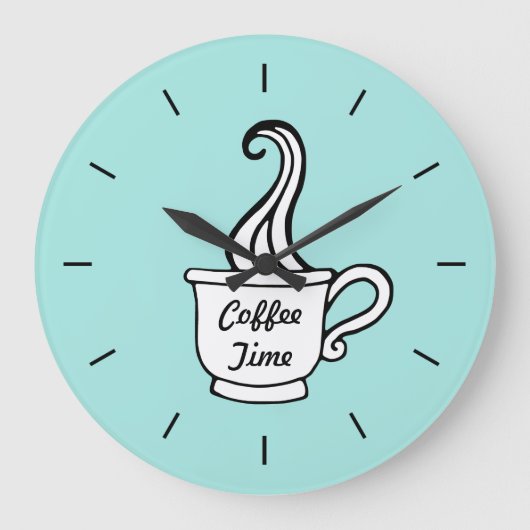 Retro Aqua Diner Coffee Keuken Wandklok (Voorkant)