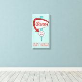 Retro Aqua Diner Teken Keuken Wanddecoratie Canvas (Insitu (Houten vloer))