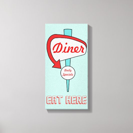 Retro Aqua Diner Teken Keuken Wanddecoratie Canvas (Voorkant)