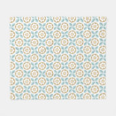 Retro Aqua Gold Floral geometrisch patroon Fleece Deken (Voorkant (Horizontaal))