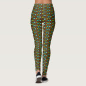Retro Aqua, Green en Brown Polka Dots Leggings (Achterkant)