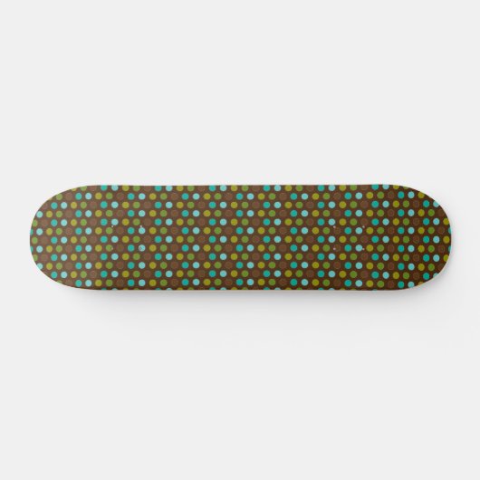 Retro Aqua, Green en Brown Polka Dots Persoonlijk Skateboard (Horizontaal)