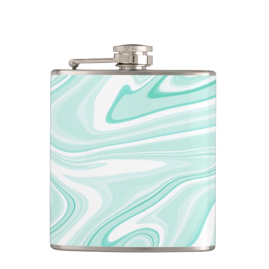 Retro Aqua Green Swirl Liquid Painting Aesthetics Heupfles (Voorkant)