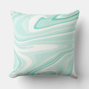 Retro Aqua Green Swirl Liquid Painting Aesthetics Kussen