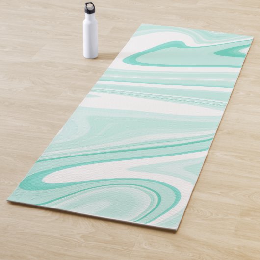 Retro Aqua Green Swirl Liquid Painting Aesthetics Yogamat (In situ)