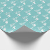 Retro aqua herten en gestileerde boomkappen papier (Hoek)