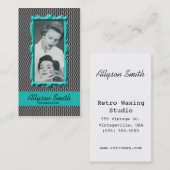 Retro Aqua Houndstooth Esthetician Visitekaartje (Voorkant / Achterkant)