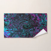 Retro Aqua Magenta en Black Abstract Swirl Bad Handdoek (Handdoek)