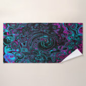 Retro Aqua Magenta en Black Abstract Swirl Badhanddoek (Badhanddoek)