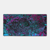 Retro Aqua Magenta en Black Abstract Swirl Bureaumat (Voorkant)