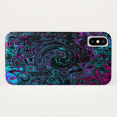 Retro Aqua Magenta en Black Abstract Swirl Case-Mate iPhone Case (Achterkant (horizontaal))