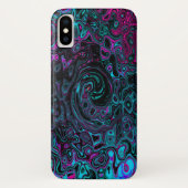 Retro Aqua Magenta en Black Abstract Swirl Case-Mate iPhone Case (Achterkant)