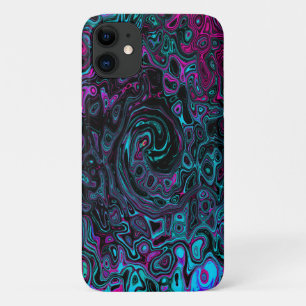 Retro Aqua Magenta en Black Abstract Swirl Case-Mate iPhone Case