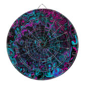 Retro Aqua Magenta en Black Abstract Swirl Dartbord (Voorkant)