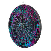 Retro Aqua Magenta en Black Abstract Swirl Dartbord (Voorkant Rechts)