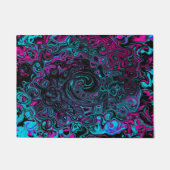 Retro Aqua Magenta en Black Abstract Swirl Deurmat (Voorkant)