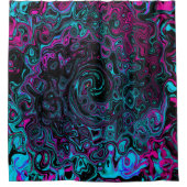 Retro Aqua Magenta en Black Abstract Swirl Douchegordijn (Voorkant)