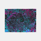 Retro Aqua Magenta en Black Abstract Swirl Fleece Deken (Voorkant (Horizontaal))