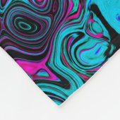 Retro Aqua Magenta en Black Abstract Swirl Fleece Deken (Hoek)