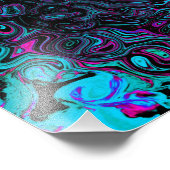 Retro Aqua Magenta en Black Abstract Swirl Foto Afdruk (Hoek)