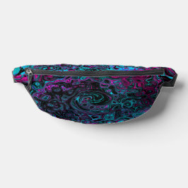 Retro Aqua Magenta en Black Abstract Swirl Heuptasje