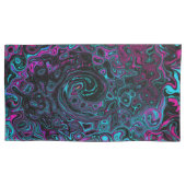 Retro Aqua Magenta en Black Abstract Swirl Kussensloop (Voorkant-Links)