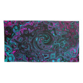 Retro Aqua Magenta en Black Abstract Swirl Kussensloop (Achterkant-Rechts)
