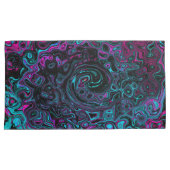 Retro Aqua Magenta en Black Abstract Swirl Kussensloop (Voorkant-Rechts)