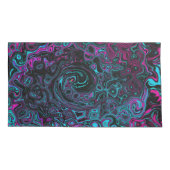 Retro Aqua Magenta en Black Abstract Swirl Kussensloop (Achterkant-Links)