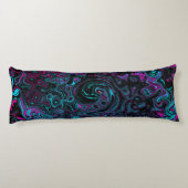 Retro Aqua Magenta en Black Abstract Swirl Lichaamskussen (Achterkant)