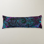 Retro Aqua Magenta en Black Abstract Swirl Lichaamskussen (Voorkant)