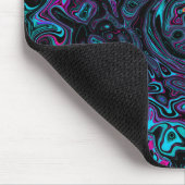 Retro Aqua Magenta en Black Abstract Swirl Muismat (Hoek)