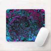 Retro Aqua Magenta en Black Abstract Swirl Muismat (Met muis)