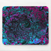 Retro Aqua Magenta en Black Abstract Swirl Muismat (Voorkant)
