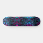Retro Aqua Magenta en Black Abstract Swirl Persoonlijk Skateboard (Horizontaal)