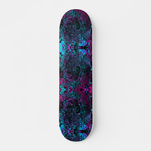 Retro Aqua Magenta en Black Abstract Swirl Persoonlijk Skateboard (Voorkant)