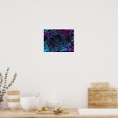 Retro Aqua Magenta en Black Abstract Swirl Poster (Keuken)