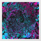 Retro Aqua Magenta en Black Abstract Swirl Raamsticker (Vel)