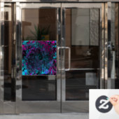 Retro Aqua Magenta en Black Abstract Swirl Raamsticker (Kantoordeur)