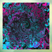 Retro Aqua Magenta en Black Abstract Swirl Raamsticker (Vel 3)