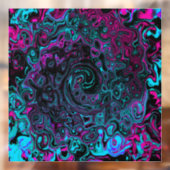 Retro Aqua Magenta en Black Abstract Swirl Raamsticker (Vel 2)