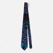Retro Aqua Magenta en Black Abstract Swirl Stropdas (Voorkant)