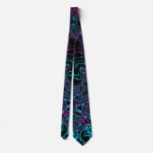 Retro Aqua Magenta en Black Abstract Swirl Stropdas (Achterkant)