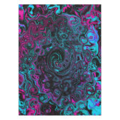 Retro Aqua Magenta en Black Abstract Swirl Tafelkleed (Voorkant)