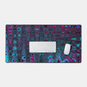 Retro Aqua Magenta en zwarte Abstracte golven Bureaumat (Keyboard & Muis)