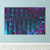 Retro Aqua Magenta en zwarte Abstracte golven Canvas Afdruk (Insitu (Houten vloer))