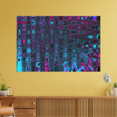 Retro Aqua Magenta en zwarte Abstracte golven Canvas Afdruk (Insitu (Woonkamer))
